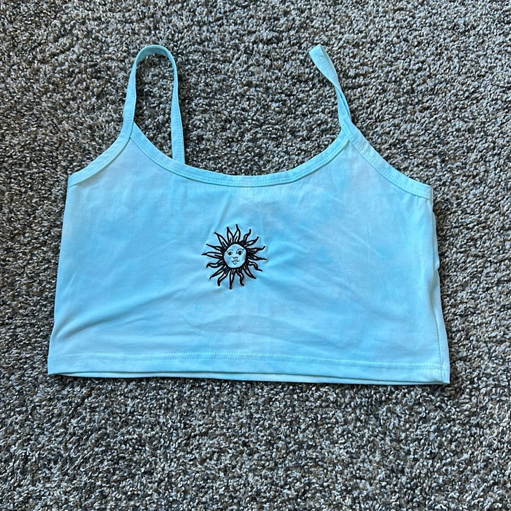 light blue tank top